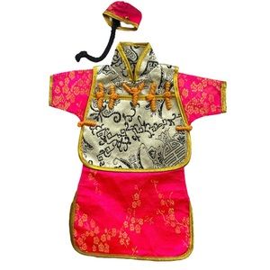 Oriental Design Kimono Coral & Gold Wine Bottle Cover Sleeve NEW
